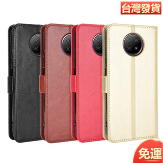 日本書本式側掀皮套 紅米note9 5G版手機殼Redmi Note 9T 5G手機皮套翻蓋瘋馬紋掛繩卡保護套素面手機殼