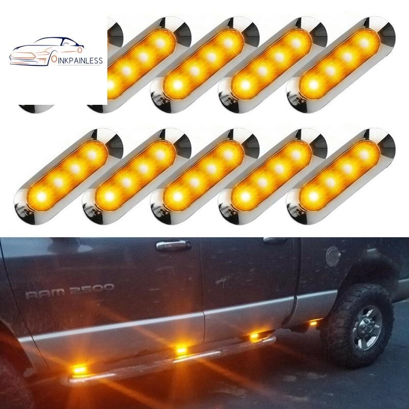 10x 琥珀色 LED 拖車卡車側標誌燈 4LED 間隙 RV 露營車 12V-24V