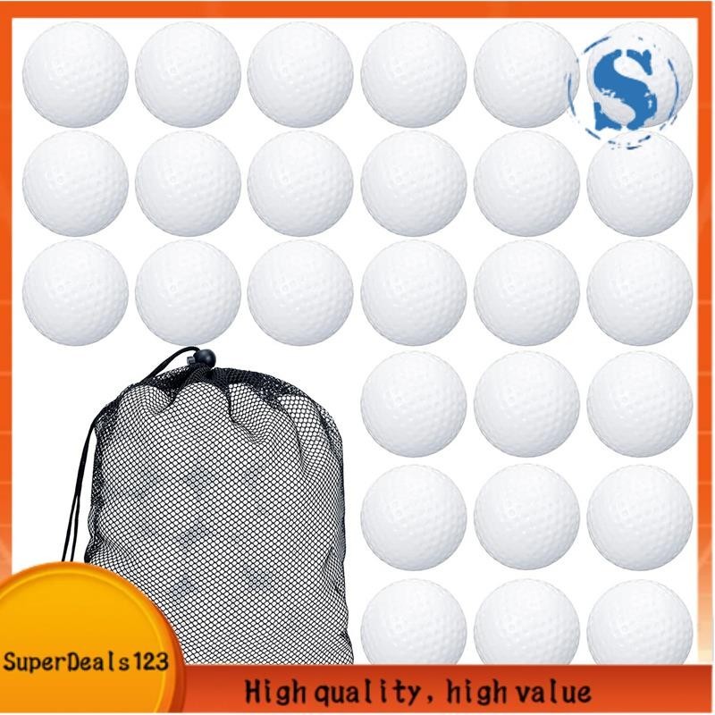 【SuperDeals123】100 件高爾夫球練習球空心高爾夫球訓練高爾夫球帶網狀抽繩收納袋訓練用
