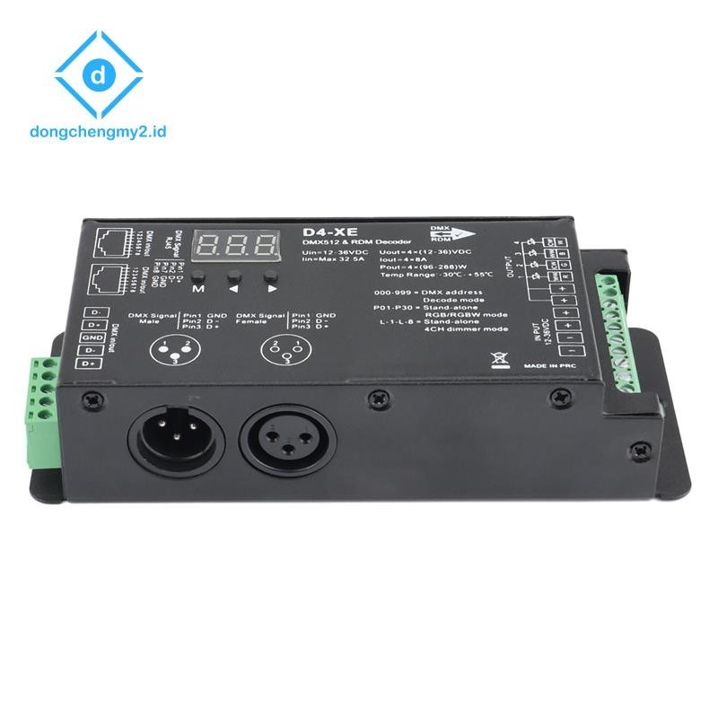 [dongchengmy2]D4-XE 4ch PWM恆壓CV DMX512 RDM LED解碼控制器帶數顯XLR3 R