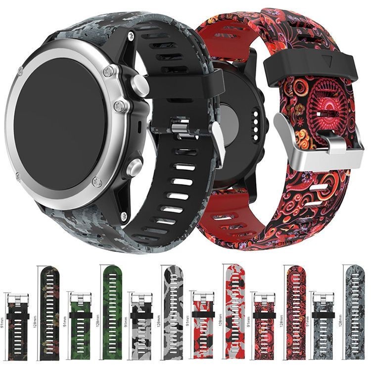 Garmin佳明Fenix3 HR矽膠錶帶飛耐時5x印花錶帶通用高顏值手錶帶