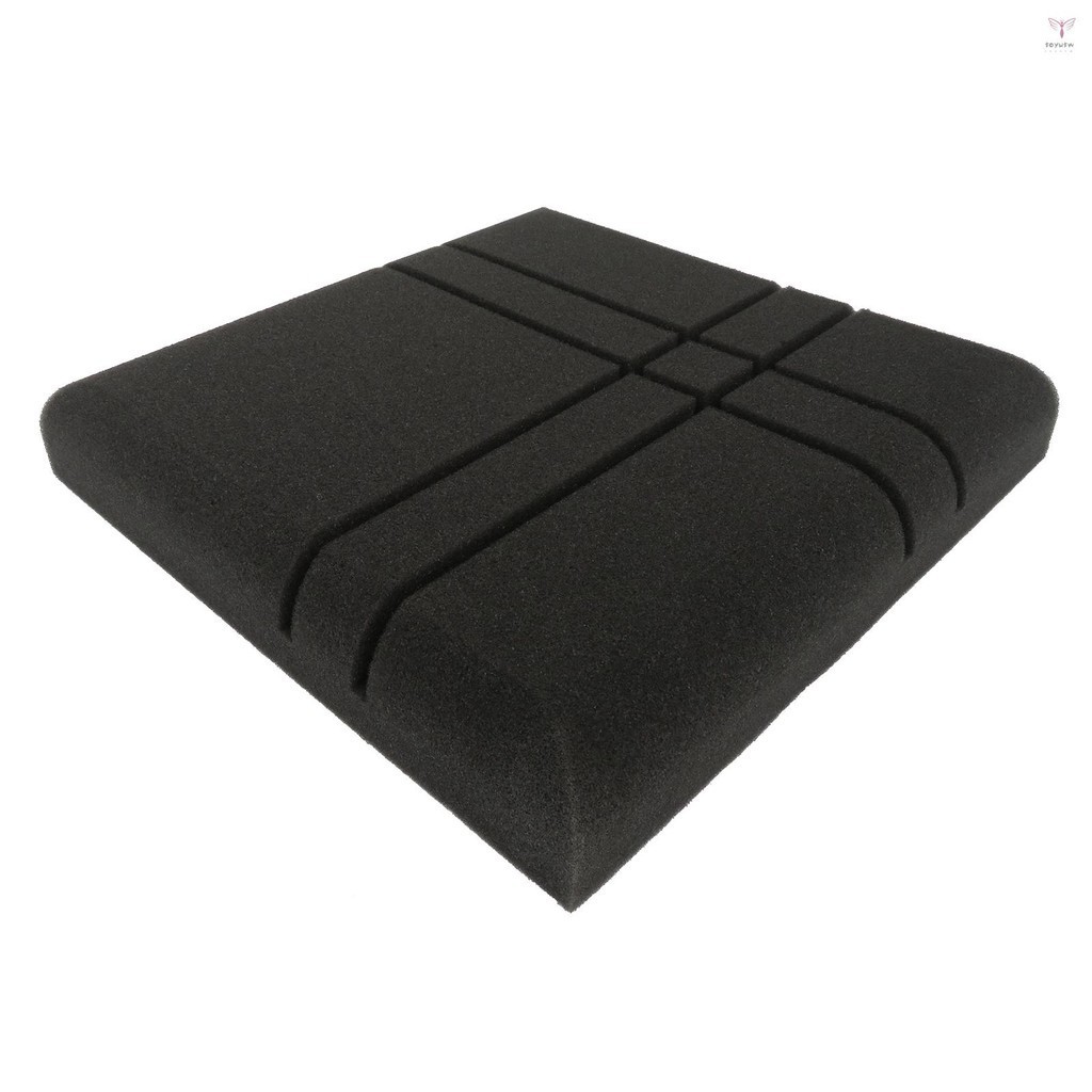 12片面板高密度處理泡沫交叉線吸音板隔音泡沫隔音板用於處理牆壁裝飾30*30*5cm黑色