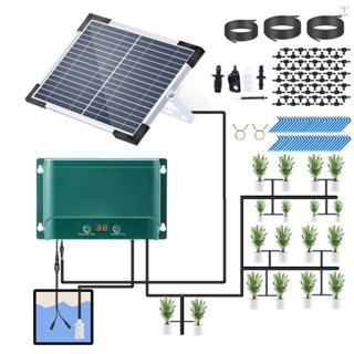 Uurig)太陽能自動滴灌套件 7 種定時模式 30 種澆水模式 32.8 英尺自動澆水灌溉系統套裝,用於花園床庭院草坪