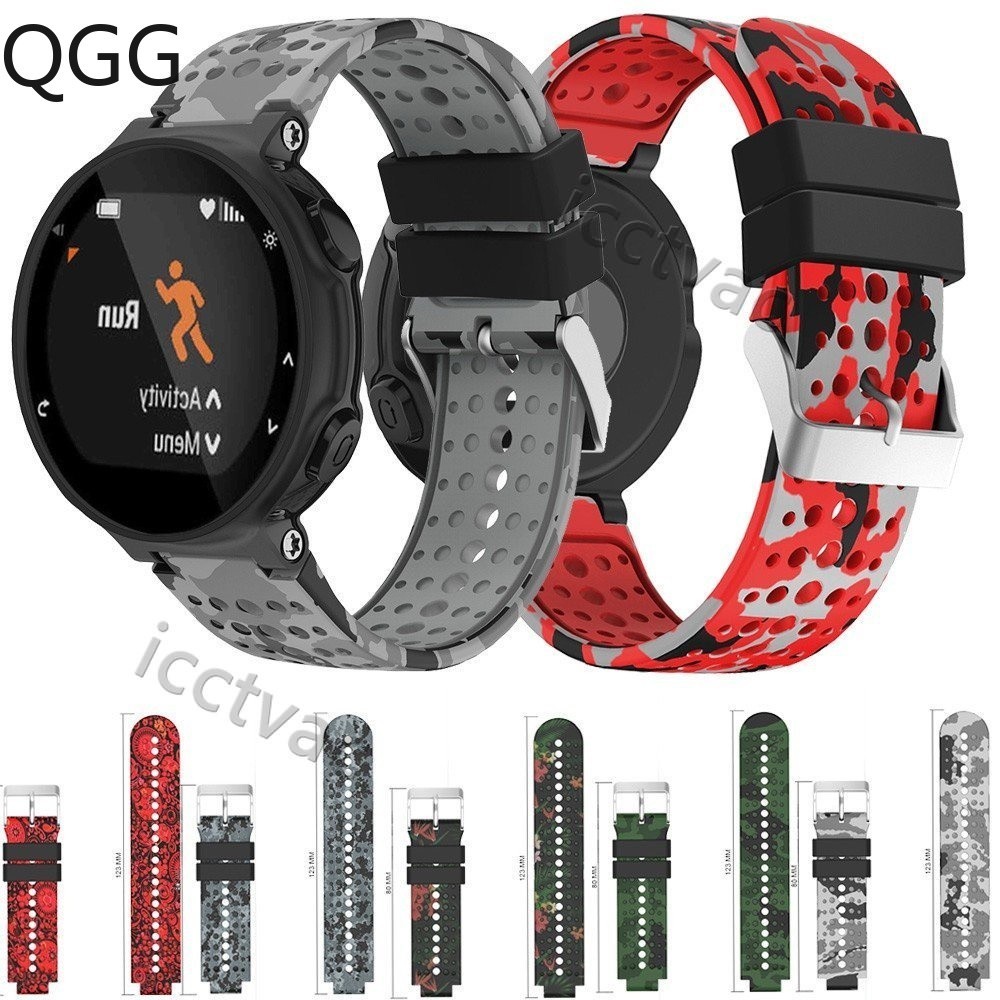 適用於佳明Garmin Forerunner 220 230 235 630 印花硅膠錶帶 橡膠錶帶 戶外運動 迷彩腕帶