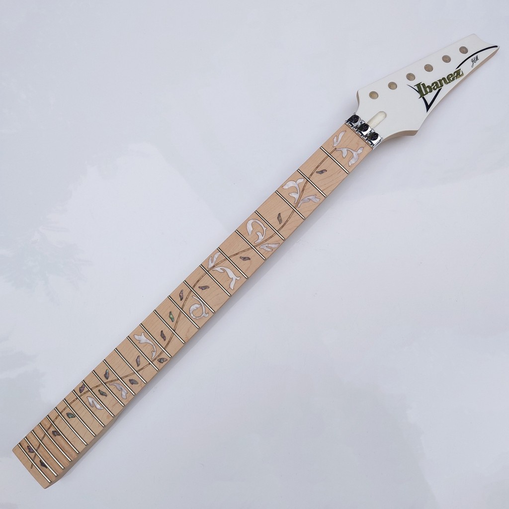 Ibanez 7V 電吉他琴頸楓木鎖定螺母 24 品生命之樹鑲嵌,21-24 扇形琴頸,用於 Ibanez 系列吉他零件