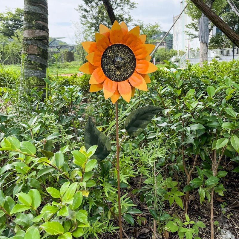 可旋轉鐵藝向日葵太陽花風車插花插土地插 戶外園藝庭院陽臺露臺花園多肉盆栽造景花盆盆器裝飾配飾插件 民宿店面裝飾擺件擺飾