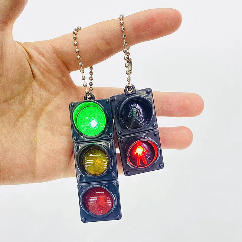 Xj 電子紅綠燈鑰匙扣背包挂件迷你可愛紅綠燈LED發光鑰匙扣