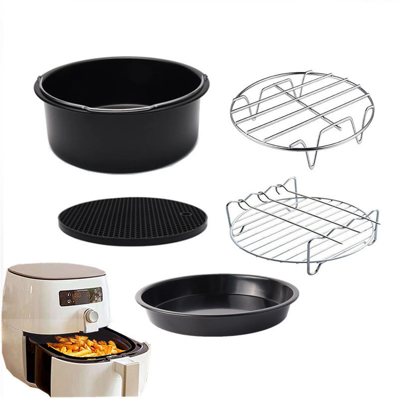 空氣炸鍋8寸9in 5件套烘烤籃烤架和披薩盤 適用於3.5-7.2QT