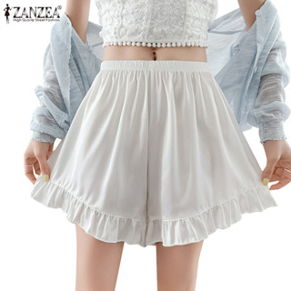 Zanzea 女士休閒鬆緊腰簡單寬鬆無口袋優雅短褲
