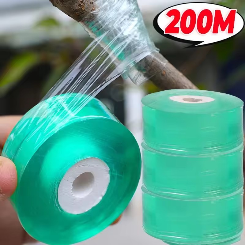 100/200m PE 嫁接膠帶 - 用於藤蔓番茄種植 - 2/3cm 寬樹卷膠帶 - 自粘、可拉伸、透明 - 植物幼苗