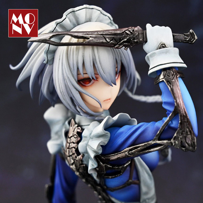 東方Project動漫人物模型 十六夜咲夜公仔模型擺飾 短髮飛刀女僕 二次元美少女動漫公仔擺件