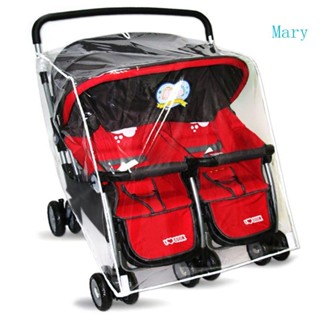 Mary 嬰兒推車雨衣雙胞胎嬰兒推車雨罩透明嬰兒車雨衣防風防塵罩