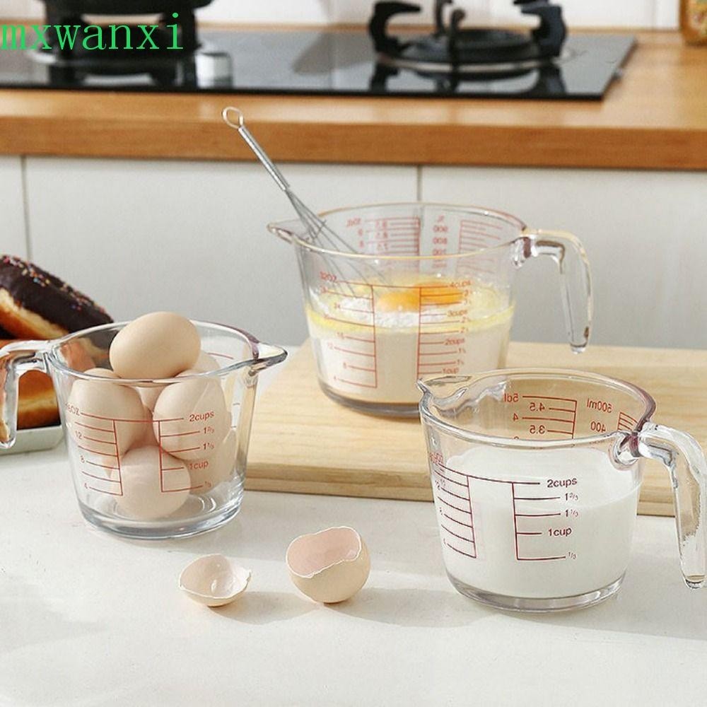 MXWANXI液體量杯,透明烤箱安全帶刻度的量杯,傾倒口帶手柄玻璃清除牛奶杯烘焙
