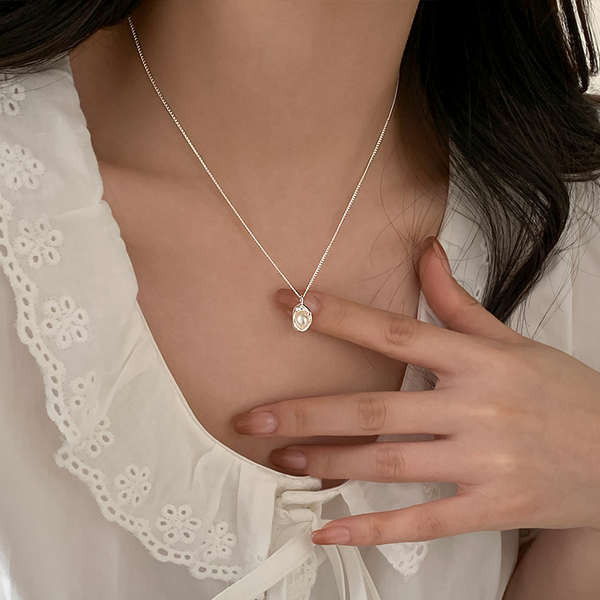 【巷南】925純銀珍珠項鍊2024年新款爆款女春小眾設計感鎖骨頸鍊