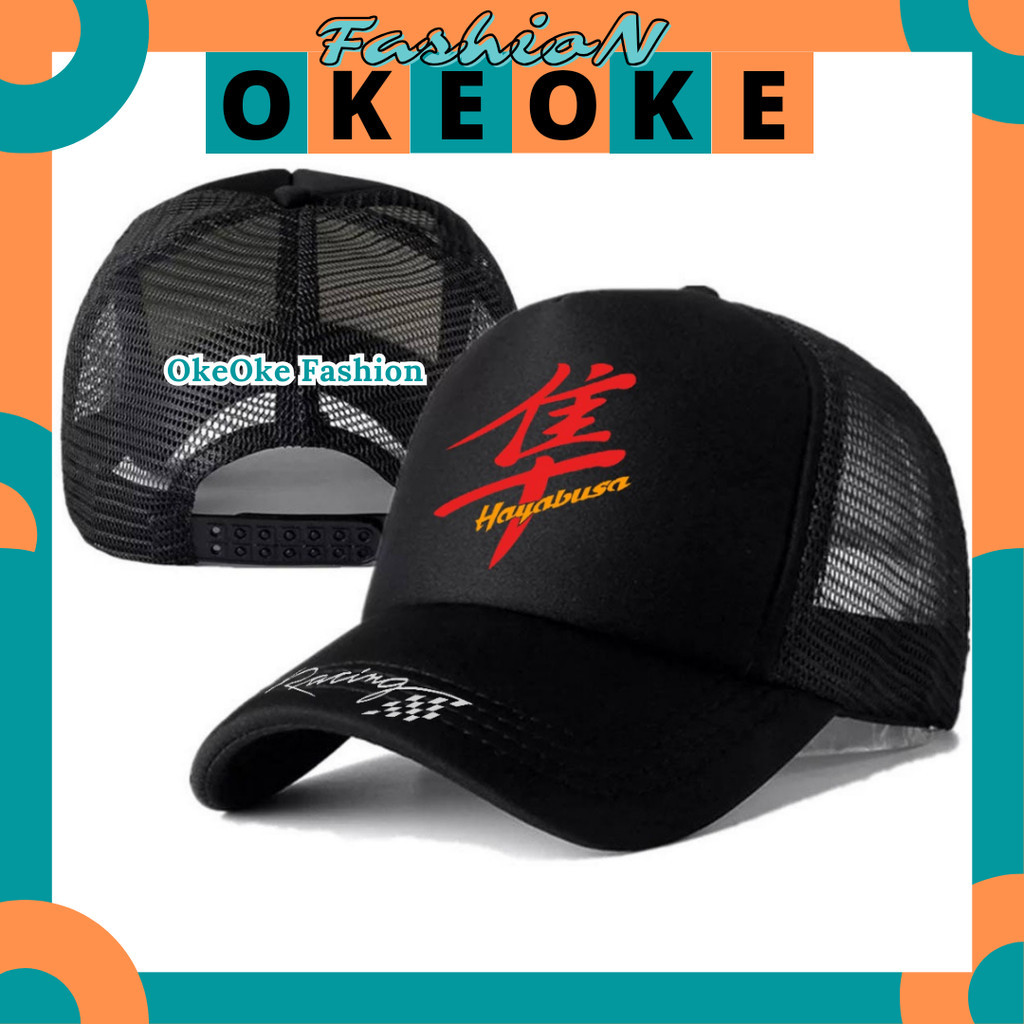 Okeoke 時尚卡車司機帽隼鳥賽車帽 Distro HAYABUSA RACING 標誌帽 SUZUKI HAYABU