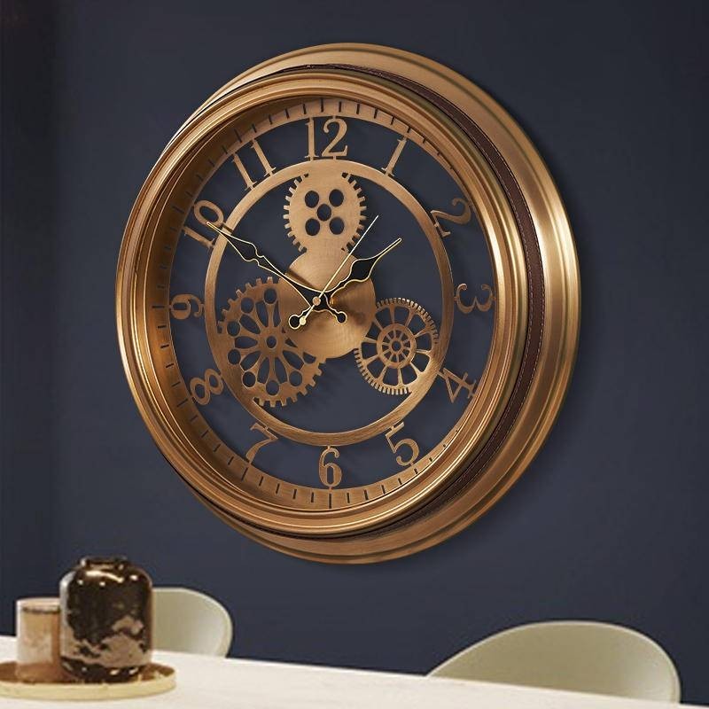 時鐘鐘錶裝潢掛鐘美式創意復古掛鐘古典齒輪個性懷舊掛表客廳仿古時鐘金屬石英鐘錶