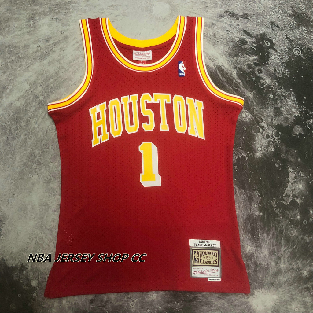 男子全新原創 NBA 休斯頓火箭隊 #1 Tracy McGrady 復古球衣熱壓紅色 H