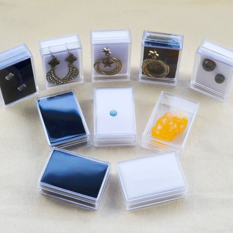 【台灣熱賣】長方形亞克力卡磚透明 水晶盒珠寶彩色擺攤 飾品收納展示盒 10個裝