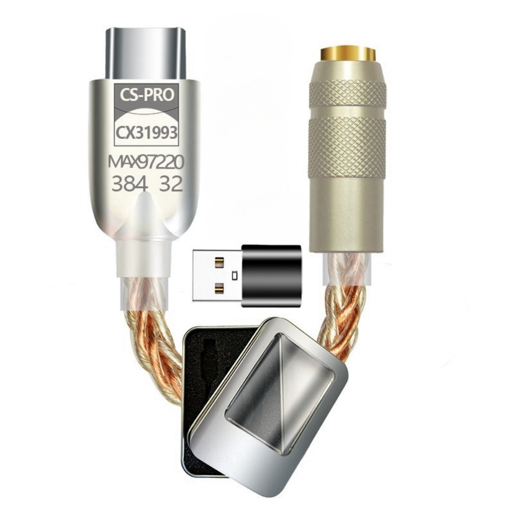 Usb C 到 3.5 毫米聲音適配器,帶 CX31993 MAX97220 芯片 C 型耳機適配器 DAC 電纜聲音適