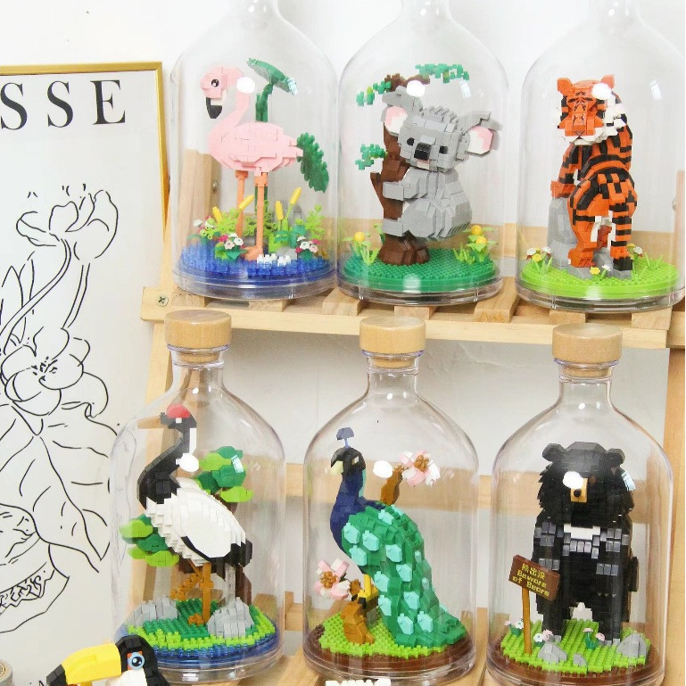 新款瓶中動物園鑽石微顆粒積木玩具diy拼裝2790-2847瓶中昆蟲海洋模型禮物