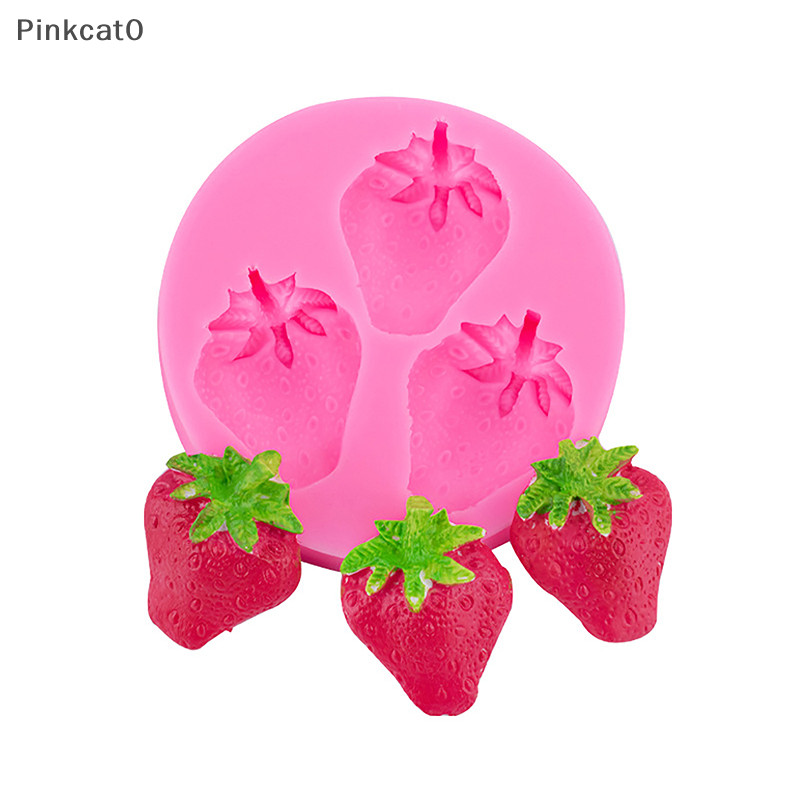 Pinkcat0 草莓矽膠模具 DIY 手工糖果果凍烤盤兒童紙杯蛋糕軟糖軟糖模具蛋糕烘焙裝飾模具 TW
