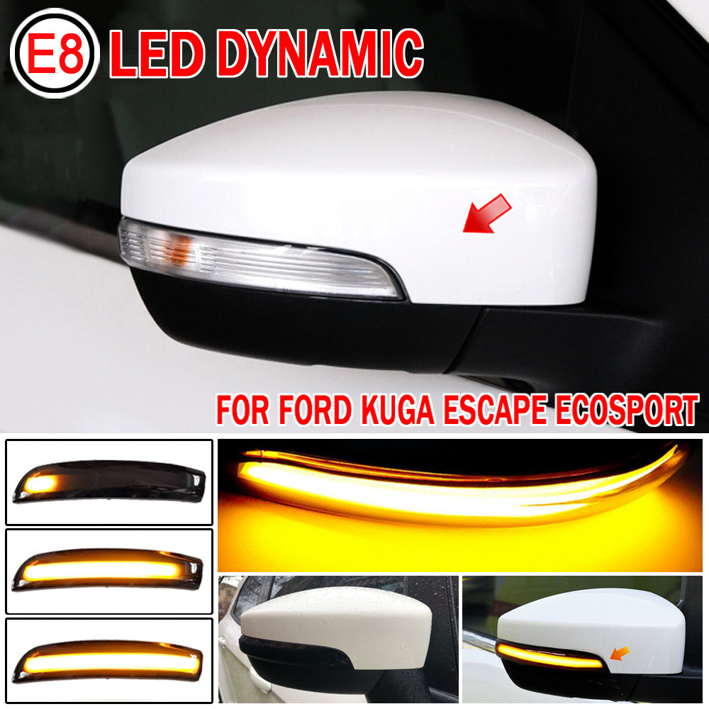 【嚴格選擇】2 件動態閃光燈 Led 轉向信號燈煙熏流動後視鏡燈指示燈適用於福特 Kuga Ecosport 2013-