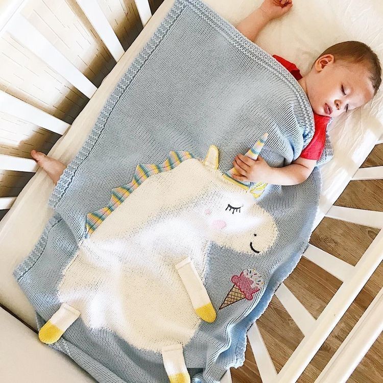 ins卡通毯子嬰兒夏涼被薄毛毯夏季兒童針織蓋毯沙灘墊寶寶抱枕