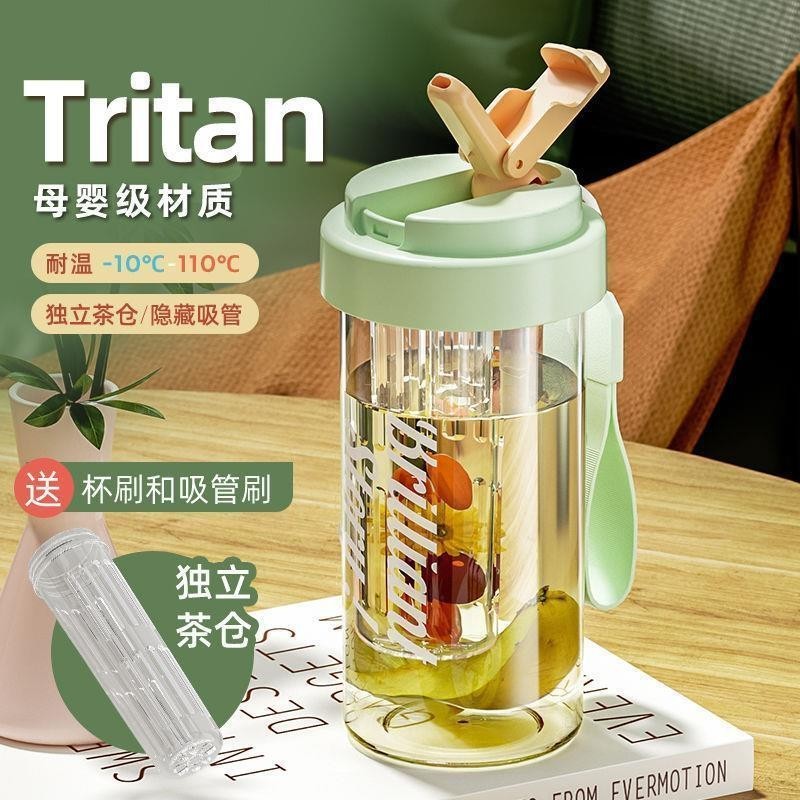 現貨 Tritan材質耐熱水壺 大容量水杯 高顏值母嬰級塑膠杯 手提便攜杯子 飲料杯 吸管杯 吸管水壺 tritan 水