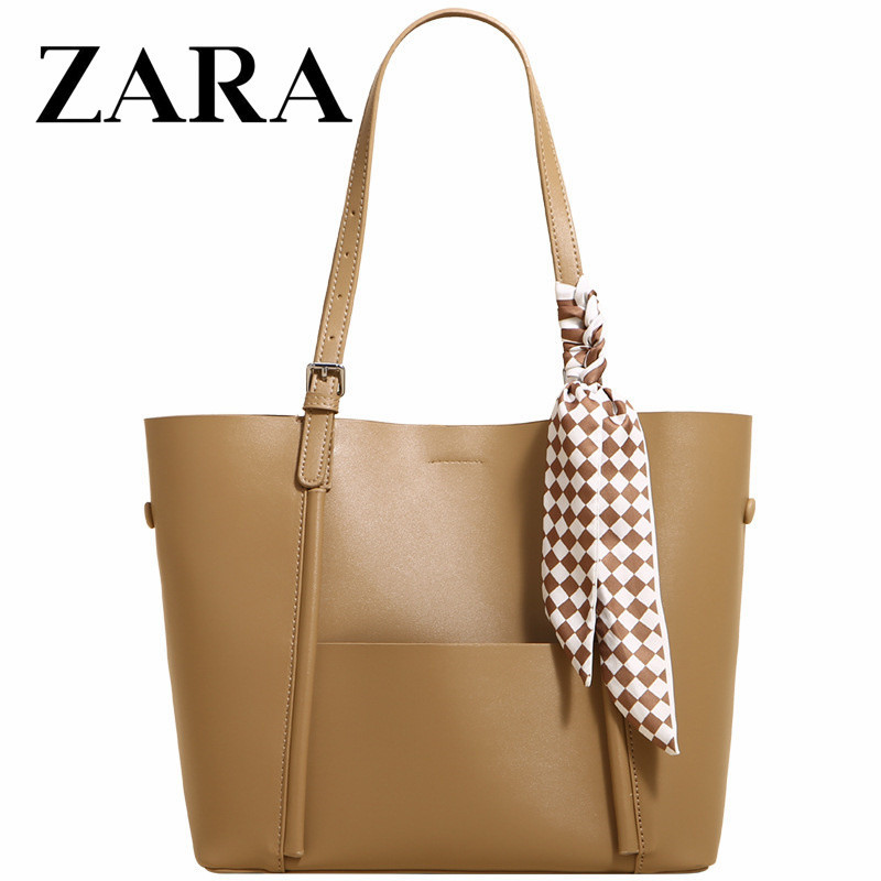 Zara手提子母包新款時尚百搭大容量休閒托特包軟皮女士通勤斜背包