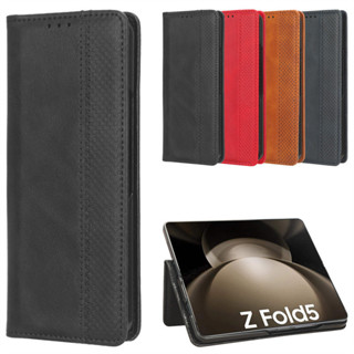 適用三星 Samsung Galaxy Z Fold 6手機殼Z FOLD5手機皮套翻蓋保護殼復古紋