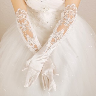 【現貨優選】工廠供應長款蕾絲鏤空婚紗手套禮儀手套新娘手套宴會