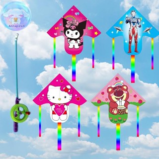 哆啦夢 Anap兒童放風箏玩具卡通kuromi Hello Kitty哆啦A夢風箏兒童手持釣魚竿風箏戶外運動放風箏玩具E