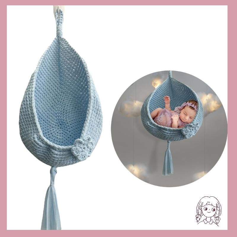 哈哈可調節新生兒攝影吊床棉繩編織吊床適用於嬰兒工作室和戶外旅行攝影