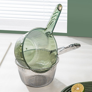 多功能水舀批發 輕奢水瓢 PET加厚透明色廚房舀水創意加深長柄水勺