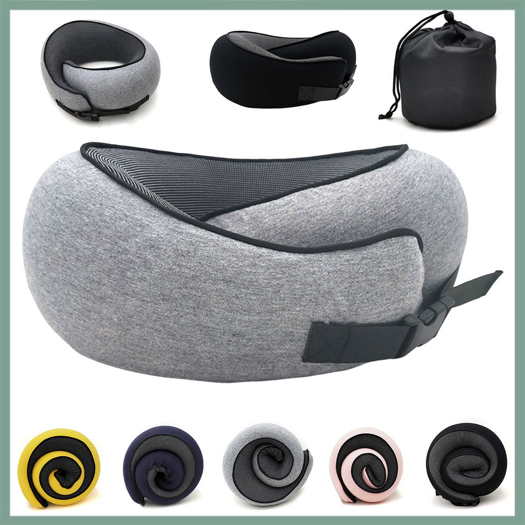 【wx】U 形枕頭便攜式旅行墊帶快速釋放扣可折疊超柔軟透氣人體工學頸枕