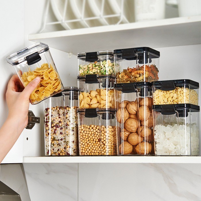 廚房保鮮密封罐冰箱食品級透明塑料五谷雜糧罐密封盒儲物罐收納盒
