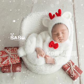 新生兒攝影耶誕服裝道具滿月照嬰兒麋鹿衣服兒童影樓服飾
