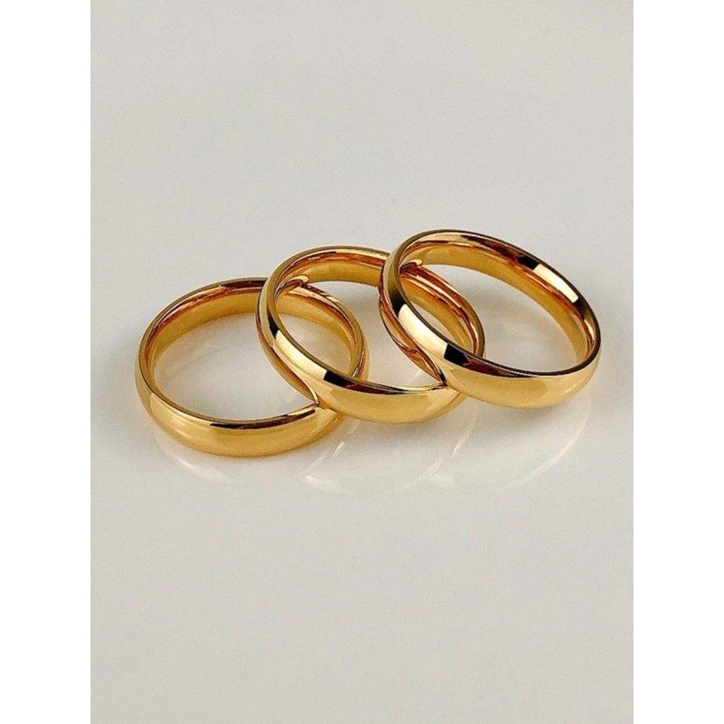 光面素圈戒指女鍍18k黃金色小眾設計高級感閉口食指中指環大圈口