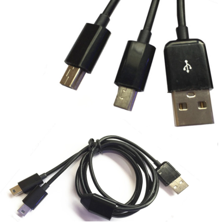 USB公頭分兩個Minni USB充電線 迷你USB一分二線 T口充電線 充電