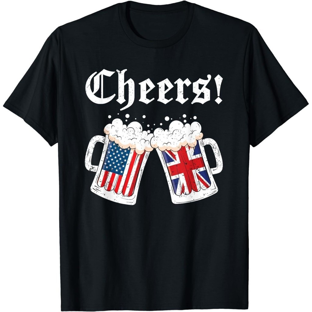 Cheers 英國國旗啤酒杯乾杯 T 恤