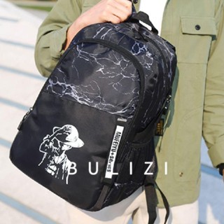 BULIZI大容量背包,聚酯可調夜光書包,韓文版帶發光圖案透氣防水黑色登山包青少年男孩女孩