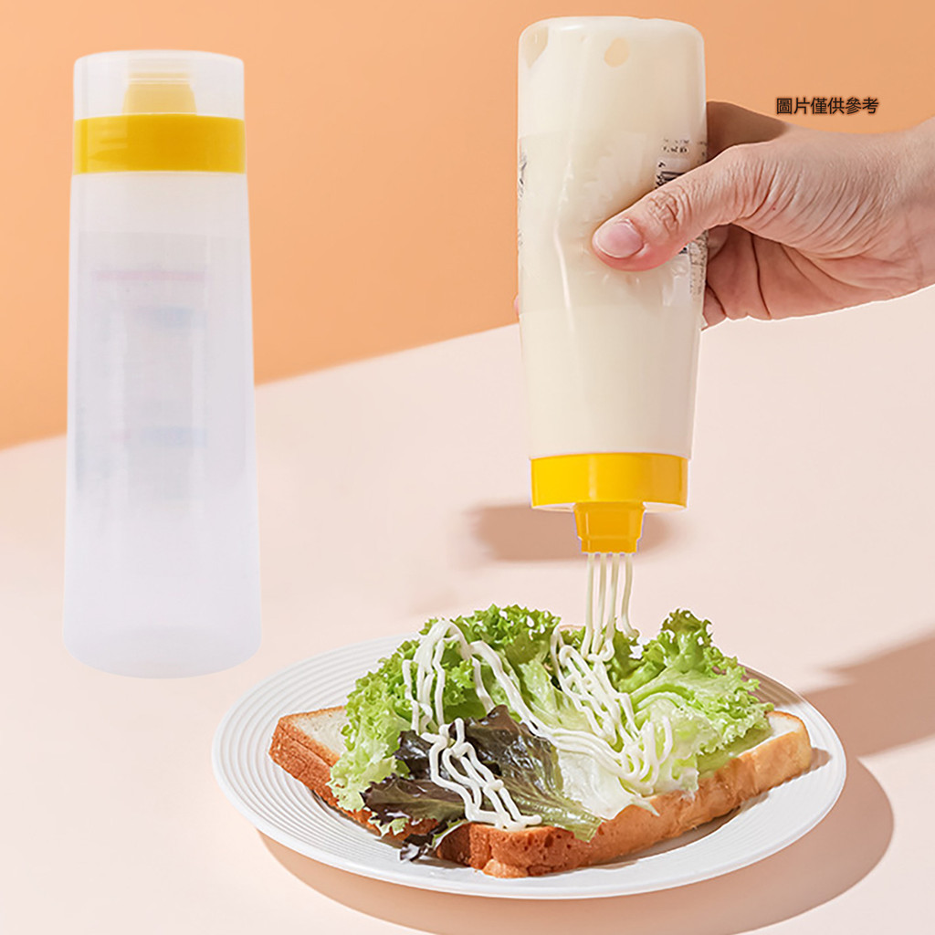 [妙妙屋]300ml四孔沙拉瓶家用食品級塑膠調味瓶帶蓋式油壺廚房擠醬瓶