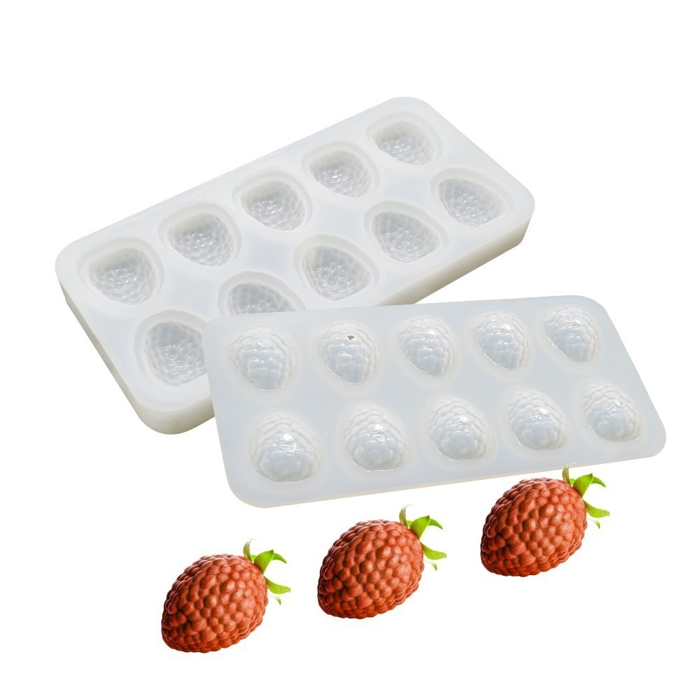 仿真立體10連覆盆子矽膠蛋糕模具水果 法式慕斯甜品烘焙模具