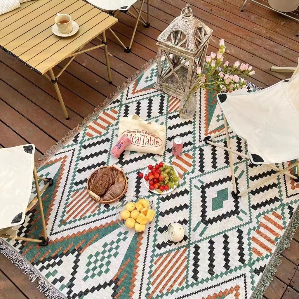 民族風野餐墊 多用途地墊露營毯野炊沙灘蓋毯  創意裝飾客廳地毯