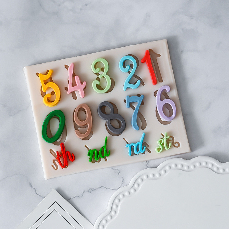 3d生日蛋糕字母數字矽膠模具巧克力軟糖裝飾烘焙工具