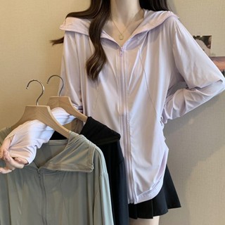 L-4XL 大尺碼外套 防曬外套 防曬衣 大碼300斤連帽長袖防曬衣開衫女夏胖mm寬松百搭上衣防曬服外套