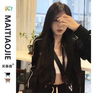 【桃園次元屋】美式複古vintage甜酷風正肩短款衛衣女外套春鞦防曬衫薄款ins拉鏈