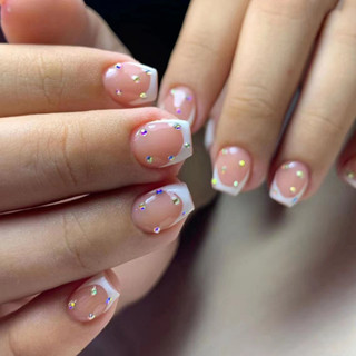 短芭蕾 璀璨 精緻 白色 簡約 法式 甜美 顯白 百搭 歐美 ins風 穿戴式美甲片