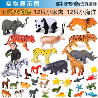 【模擬裝飾】模擬野生動物模型兒童動物園恐龍玩具套裝大象老虎大猩猩擺件男孩現貨