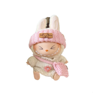 17cm labubu doll clothes僅衣服] 一二代Labubu衣服吊飾拉布布坐坐派對娃衣花朵毛衣帽子萌